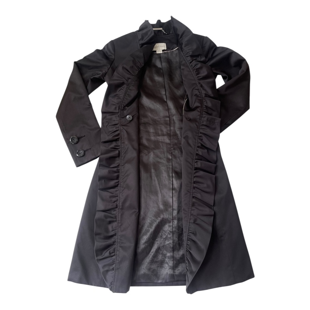 White House Black Market Black Trench Coat Size 00 - Picture 13 of 16